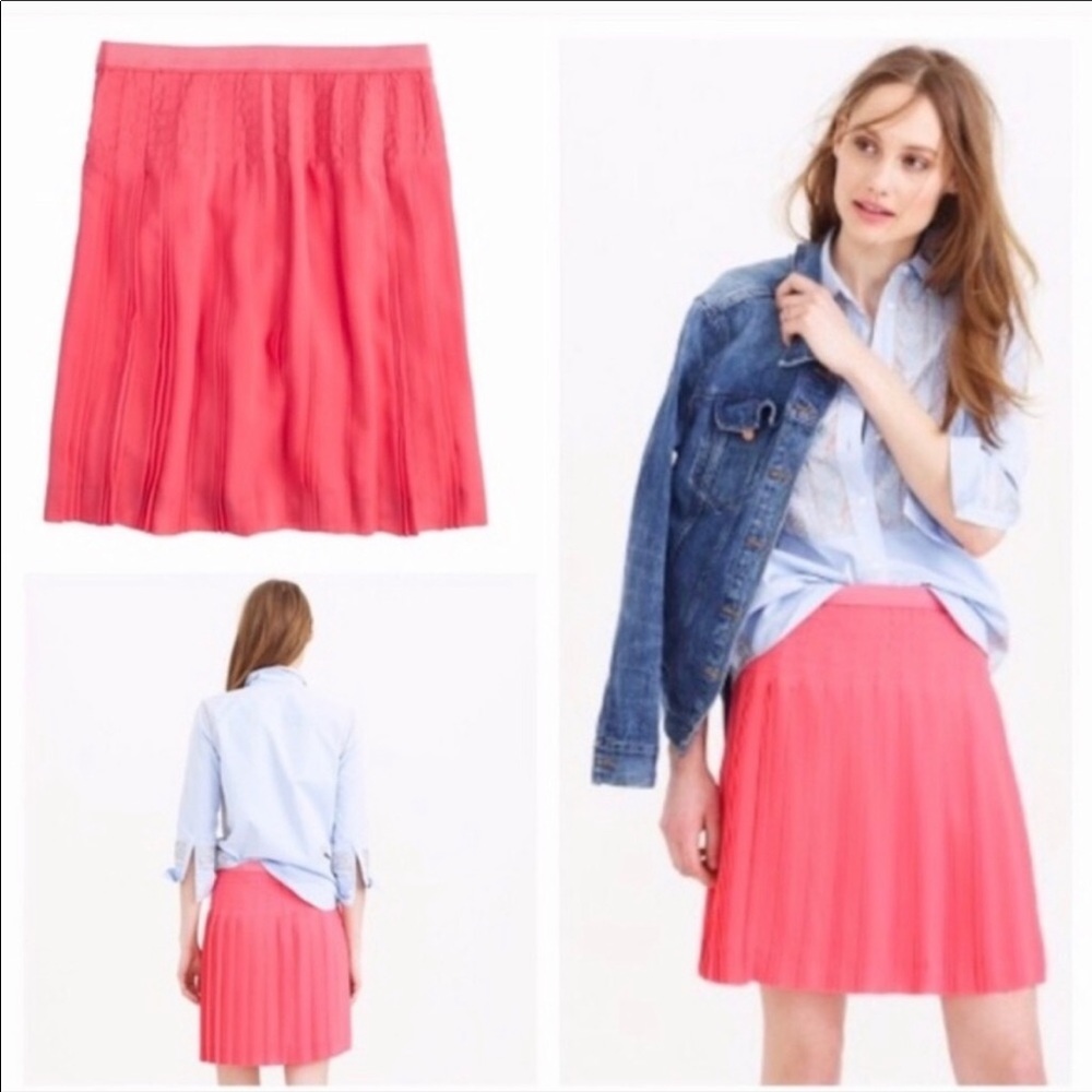 NWT J. Crew Coral Pleated Miniskirt in Size 8